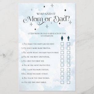 Papier Qui L'A Dit : Maman ou Papa ? Jeu baby shower