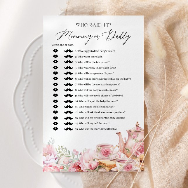 Papier Qui L'A Dit Maman Ou Papa Thé Baby shower Jeu (Créateur téléchargé)
