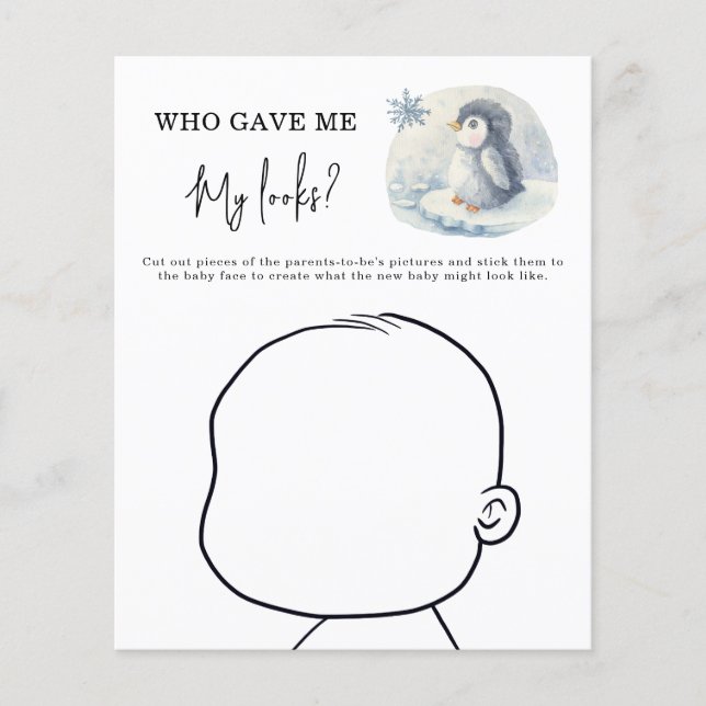 Papier Qui m'a donné mes regards ? - Pingouin mignon (Devant)