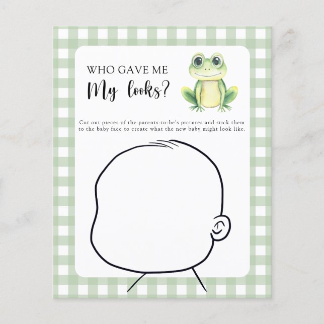 Papier Qui m'a donné mon look Frog baby shower jeu (Devant)