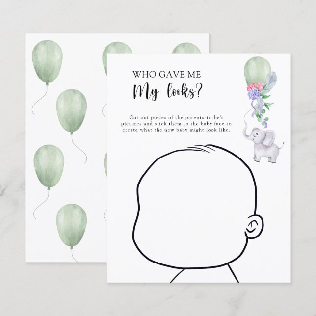 Papier Qui m'a donné mon physique jeu de baby shower (Devant / Derrière)