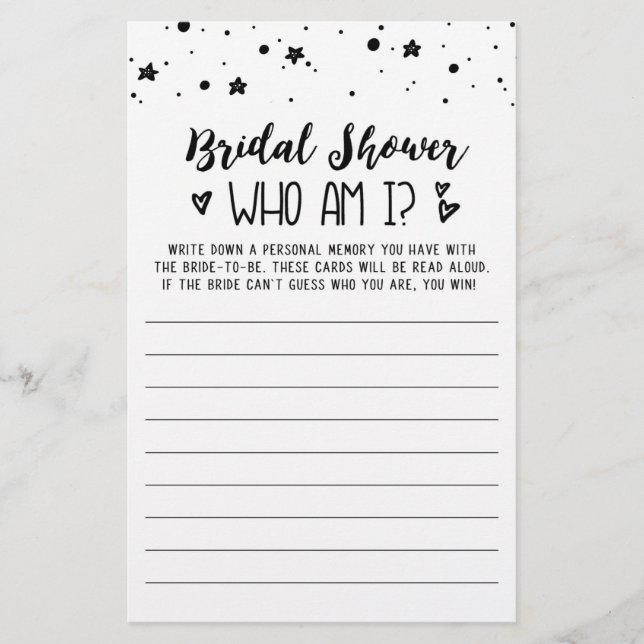 Papier Qui suis-je Fête des mariées ou partie Hen Party (Devant)
