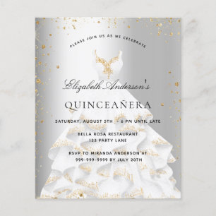 Papier Quinceanera argent or robe budget invitation