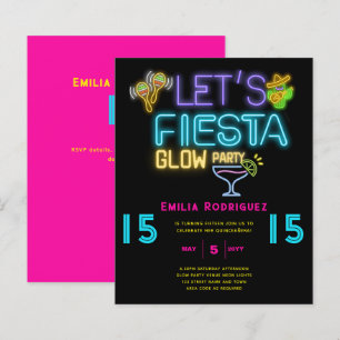 Papier QUINCEAÑERA Glow Party Invitación Fiesta de Neón