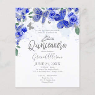 Papier Quinceanera Papillon Budget Invitation Bilingue