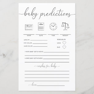 Papier Quinn Minimal Baby Predictions Jeu