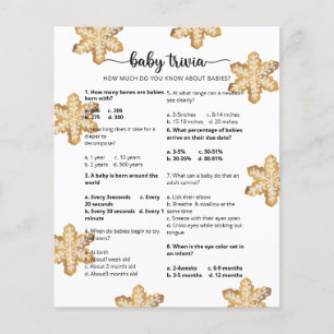 Papier Quiz bébé d'hiver Jeu de baby shower