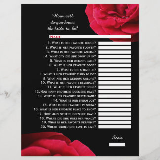 Papier Quiz de mariage - rose rouge