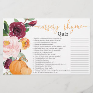 Papier quiz de rime de pépinière automne citrouille flora