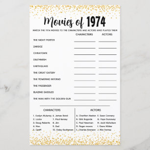 Papier Quiz de Trivia personnalisé 1974 pour Mariage d'or
