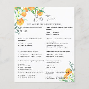 Papier Quiz du bébé mignon Jeu de baby shower