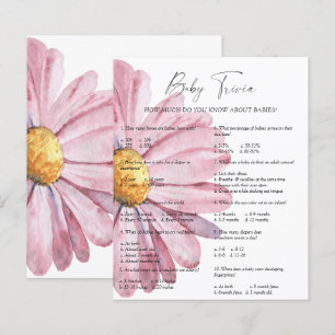 Papier Quiz sur Bébé Marguerite Jeu de Baby Shower