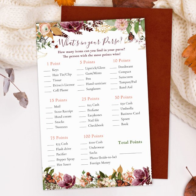 Papier Qu'y a-t-il dans votre sac | Automne automne flora (Créateur téléchargé)