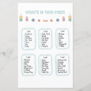 Papier Qu'y a-t-il dans votre sac Baby shower Aventure