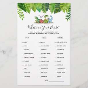 Papier Qu'y a-t-il dans votre sac Dinosaur Baby shower je