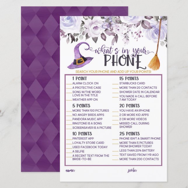 Papier Qu'y a-t-il dans votre téléphone Cette sorcière es (Devant / Derrière)