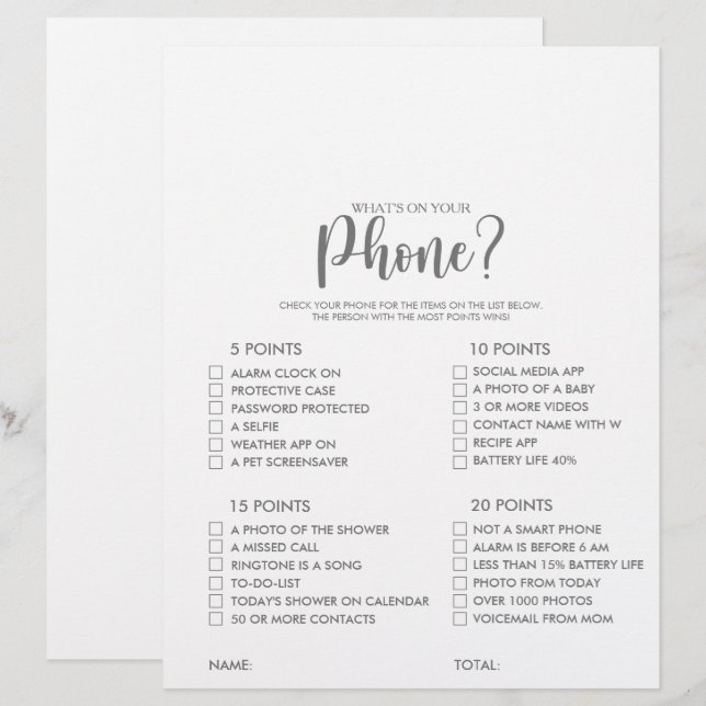 Papier Qu'y a-t-il sur votre téléphone Fête des mariées S (Devant / Derrière)