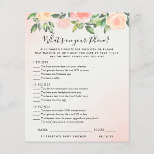 Papier Qu'y a-t-il sur votre téléphone Jeu Baby shower