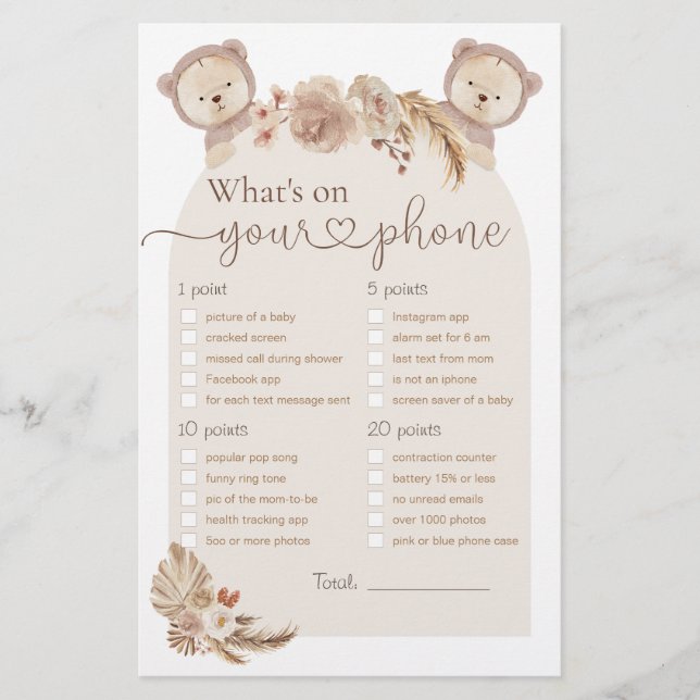 Papier Qu'y a-t-il sur votre téléphone Twins Bear Baby sh (Devant)