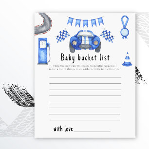 Papier Race car baby shower Baby-bucket liste