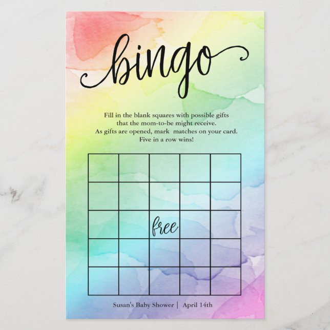 Papier Rainbow Bingo-What's in Purse, 2-en-1 Game Card (Devant)