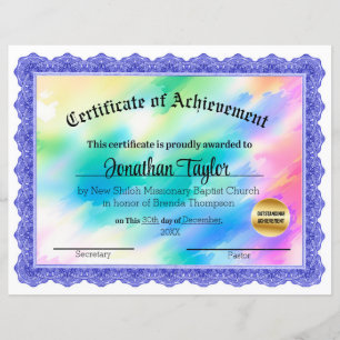 Papier Rainbow Blue Certificat de réussite