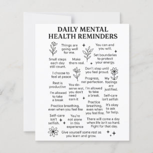 Papier Rappels quotidiens de santé mentale