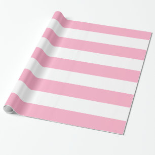 Papier rayé de rose et blanc d'emballage cadeau