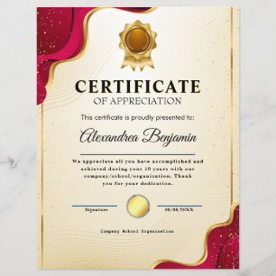 Papier Réalisation Apprécier Gold Blue Certificat