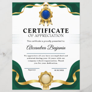 Papier Réalisation Apprécier Gold Blue Certificat