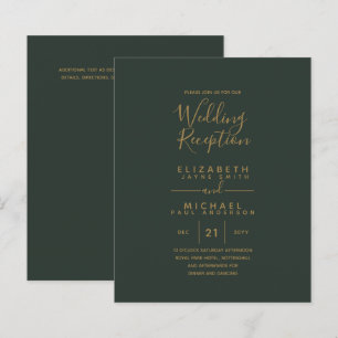 Papier Réception de mariage moderne Olive Green Gold Budg