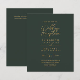Papier Réception de mariage moderne Olive Green Gold Budg