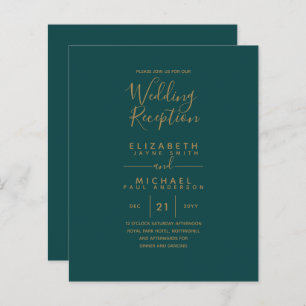 Papier Réception de mariage moderne Turquoise Green Gold 