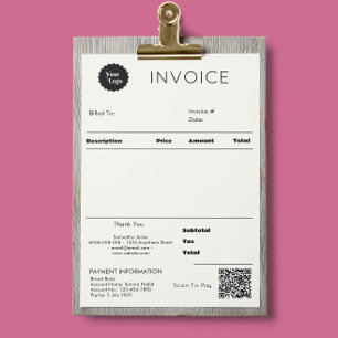 Papier Réception de vente de facture commerciale noire et