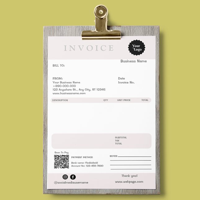 Papier Réception de vente de facture Petite entreprise Aj (Invoice Sales Receipt Small Business Add Logo)