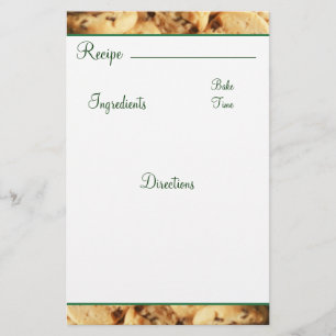 Papier Recette Chip Chip Cookie Card Stationnaire