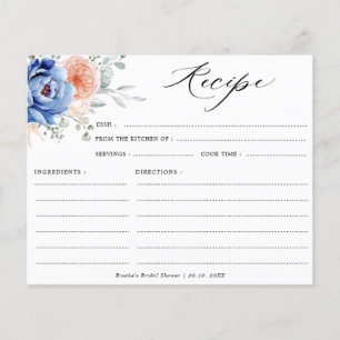 Papier Recette de Baby Shower Mariage Bleu Nuit Poussiére