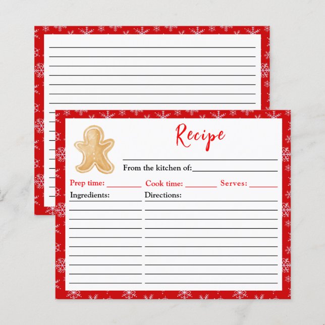 Papier Recette de bonhomme en pain d'épice pour la cuisso (Devant / Derrière)