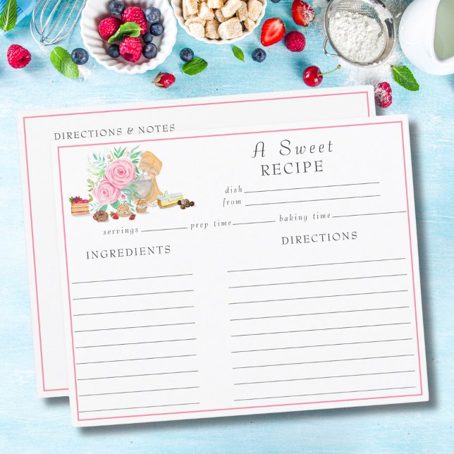 Papier Recette de desserts à l'aquarelle avec mélangeur e (Créateur téléchargé)