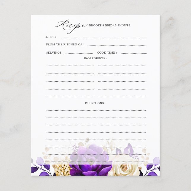 Papier Recette de Fête des mariées d'or violet royal viol (Devant)