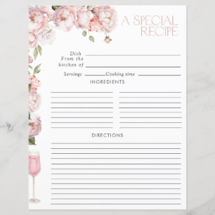 Papier Recette de Fête des mariées florale rose moderne