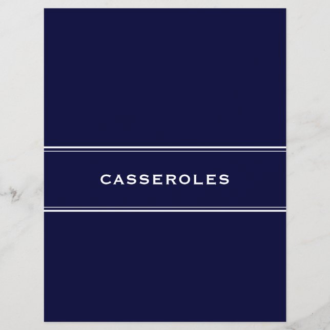 Papier Recette Divider Casseroles Marine Bleu (Devant)