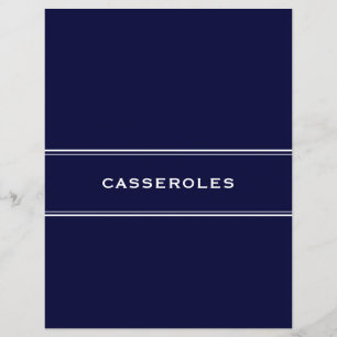 Papier Recette Divider Casseroles Marine Bleu