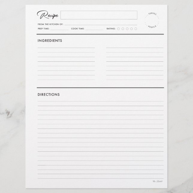 Papier Recette lin avec notes Format Lettre blanche moder (Devant)