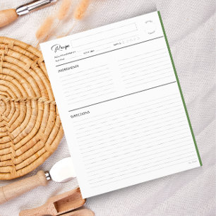 Papier Recette lin avec notes Format lettre ModernGreen