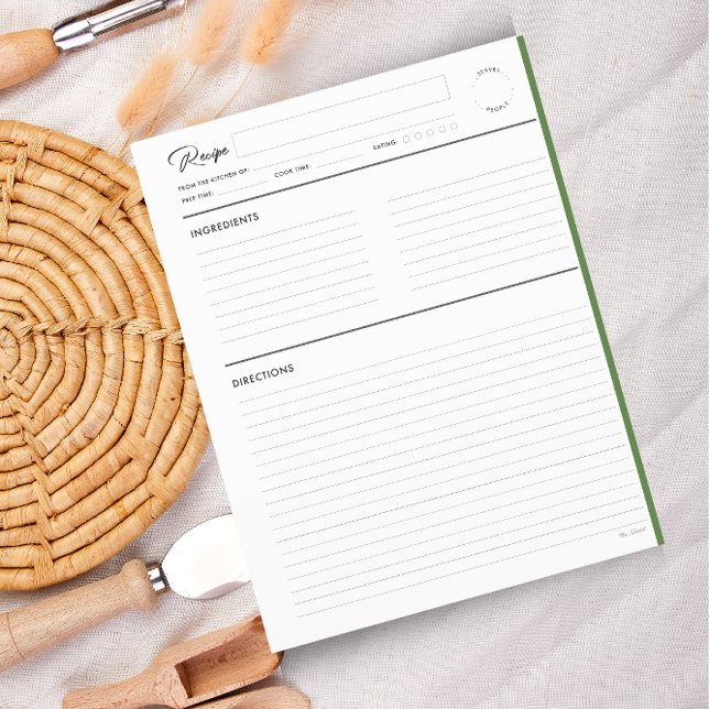 Papier Recette lin avec notes Format lettre ModernGreen (Créateur téléchargé)