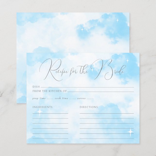 Papier Recette moderne Pastel Blue Cloud neuf pour la mar (Devant / Derrière)