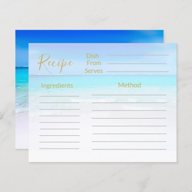 Papier Recette Ocean Beach Bleu de mer (Devant / Derrière)