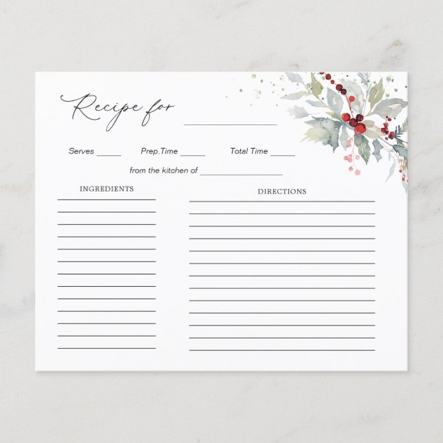 Papier Recette pour Bride Red Berries Foliage vert (Devant)