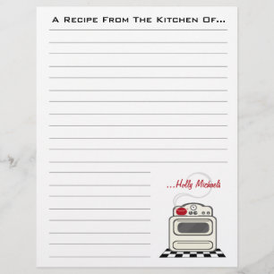 Papier Recette Retro Stove Red Kitchen Recette